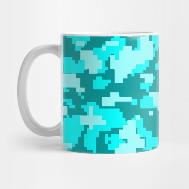 Turquoise blue Camo pattern digital Camouflage by Tshirtstory